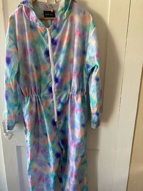 Brave Soul Pastel Tie-Dye Hooded Jumpsuit in Lavender, Pink, Aqua